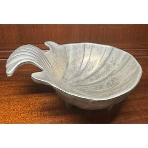 Vintage Wilton Pewter Scallop Shell Dish Mid Century Modern Nautical Bowl